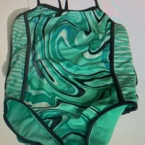 Green Swirl Kids Swimsuit